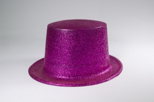 Chapeau haut de forme Plastique Paillette Fushia