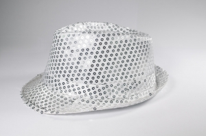 Chapeau Chic Paillettes (Blanc Argent)