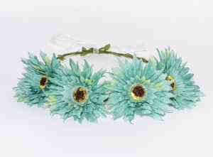Couronne Fleurs Gerbera (Bleu-Menthe)